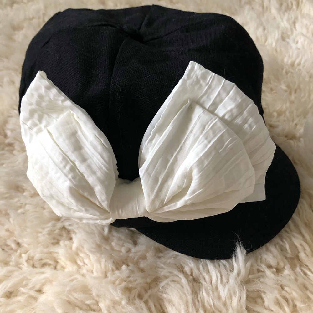 Black Cap with White Bow